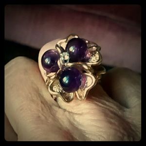 Custom 60s amethyst and diamond ring